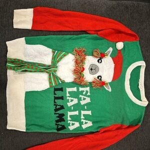 Festive Llama Sweater - Green and Red